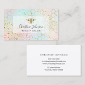 gouden bij op FAUX glitter pastel kleuren honingra Visitekaartje (Voorkant / Achterkant)