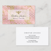 gouden bij op FAUX glitter roze honingraat Visitekaartje (Voorkant / Achterkant)