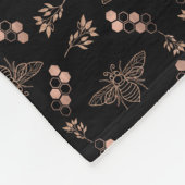 Gouden bijen en bijenkorven in het zwart fleece deken (Hoek)
