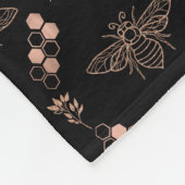 Gouden Bijen en Korven in het Zwart Fleece Deken (Hoek)