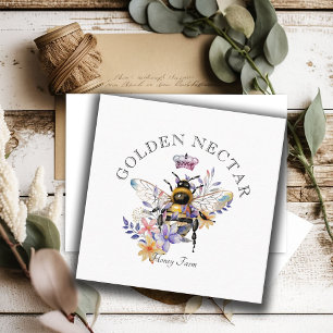 Gouden Bijen Logo Honingbij Imker Vierkante Visitekaartje