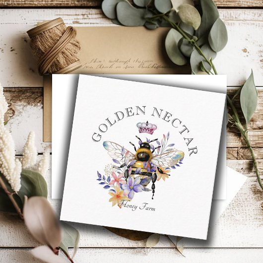 Gouden Bijen Logo Honingbij Imker Vierkante Visitekaartje
