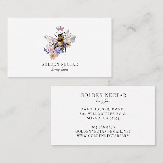  Gouden Bijen Logo Honingbij Imker Visitekaartje (Voorkant / Achterkant)