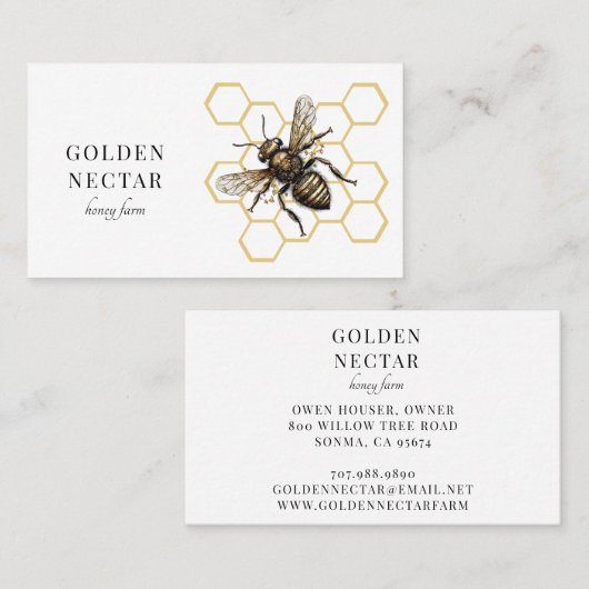  Gouden Bijen Logo Honingbij Imker Visitekaartje (Voorkant / Achterkant)