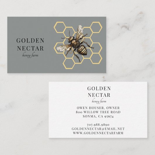  Gouden Bijen Logo Honingbij Imker Visitekaartje (Voorkant / Achterkant)
