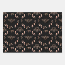 Gouden bijen met bijenkorven inpakpapier vel