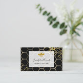 gouden bijen op FAUX goudsparken Beehive zwart Visitekaartje (Staand voorkant)