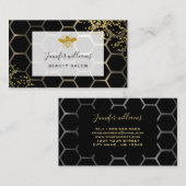 gouden bijen op FAUX goudsparken Beehive zwart Visitekaartje (Voorkant / Achterkant)