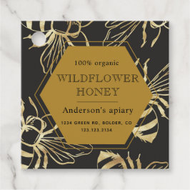 gouden bijenkoningin apiary monogram honingpot bedankjes labels