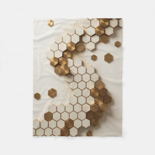 Gouden Bijenkorf Zeshoek Patroon Abstract Luxe F Fleece Deken