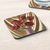 Gouden bijgesneden Red Roses Onderzetter set (Linkerzijde)