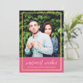 Gouden bijgesneden warme wensen roze (Staand voorkant)