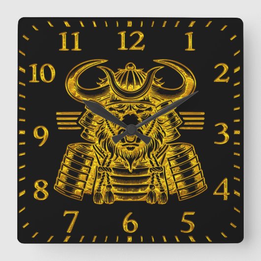 Gouden Bison Warrior Design in Samurai Armor Vierkante Klok (Voorkant)