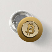 Gouden Bitcoin badge Ronde Button 3,2 Cm (Voorkant /achterkant)