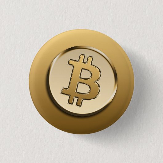 Gouden Bitcoin badge Ronde Button 3,2 Cm (Voorkant)