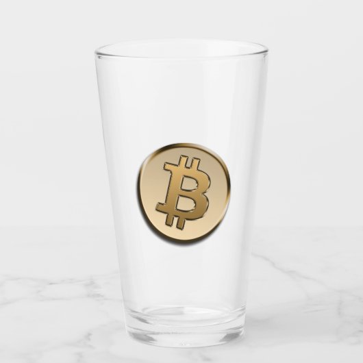 Gouden Bitcoin Glas Cup (Voorkant)