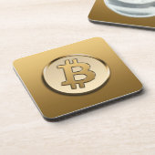Gouden Bitcoin Harde plastic onderzetter (Linkerzijde)