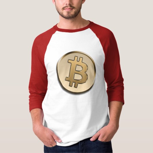 Gouden Bitcoin Mouw Raglan T-Shirt (Voorkant)