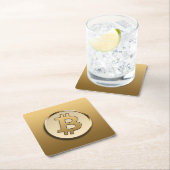 Gouden Bitcoin Papieren Onderzetter - vierkant (Insitu)