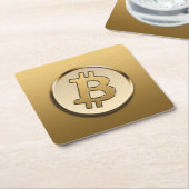 Gouden Bitcoin Papieren Onderzetter - vierkant (Schuin)