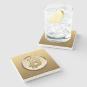Gouden Bitcoin Stenen Onderzetter (Zijkant)