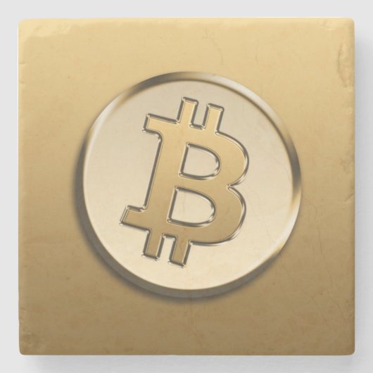 Gouden Bitcoin Stenen Onderzetter (Voorkant)