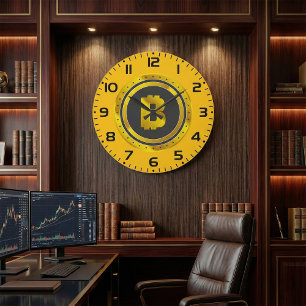 Gouden Bitcoin-symbool digitale valuta Grote Klok