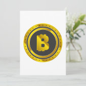 Gouden Bitcoin Symbool Digitale Valuta Kaart (Staand voorkant)