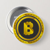 Gouden Bitcoin-symbool digitale valuta Ronde Button 7,6 Cm (Voorkant /achterkant)