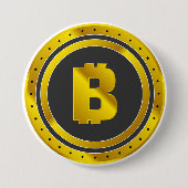 Gouden Bitcoin-symbool digitale valuta Ronde Button 7,6 Cm (Voorkant)