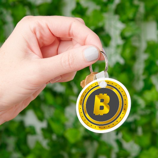Gouden Bitcoin-symbool digitale valuta Sleutelhanger