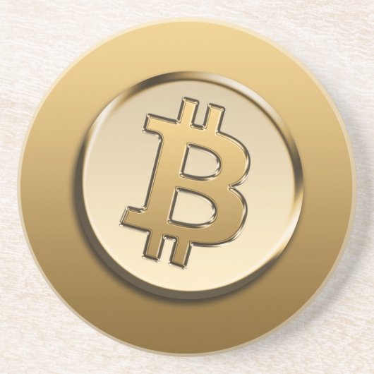 Gouden Bitcoin Zandsteen Onderzetter (Voorkant)