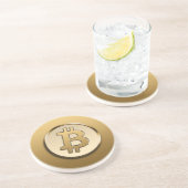 Gouden Bitcoin Zandsteen Onderzetter (Zijkant)