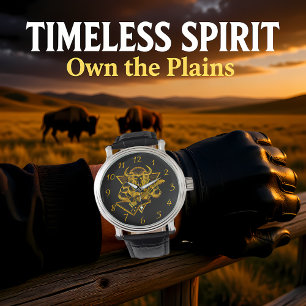 Gouden bizon Buffalo Rocking Out op gitaar Horloge