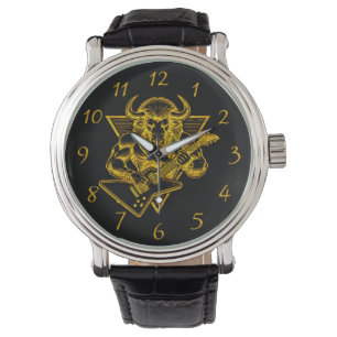 Gouden bizon Buffalo Rocking Out op gitaar Horloge