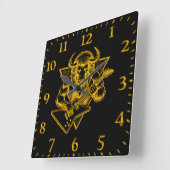 Gouden bizon Buffalo Rocking Out op gitaar Vierkante Klok (Hoek)