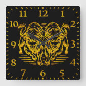 Gouden bizon die over de vlaktes loopt bij zonsond vierkante klok (Voorkant)