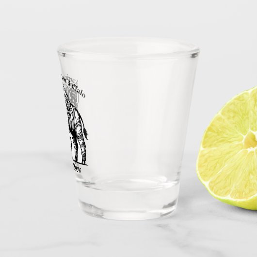 Gouden bizon in astronautenpak dat de ruimte verke shot glas (Rechts)