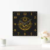 Gouden bizon in een schilderachtig landschap vierkante klok (Huis)