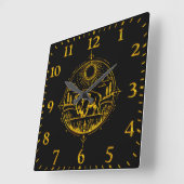 Gouden bizon in een schilderachtig landschap vierkante klok (Hoek)