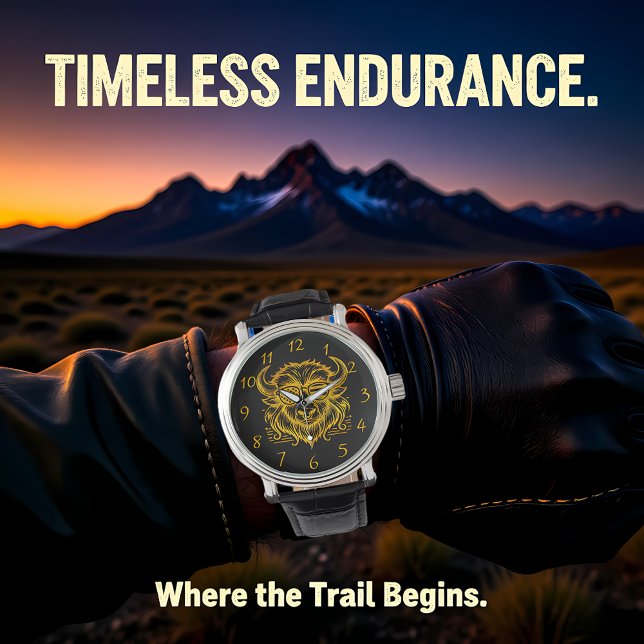 Gouden bizon in zonnebril illustratie horloge (Creator heeft geüpload)