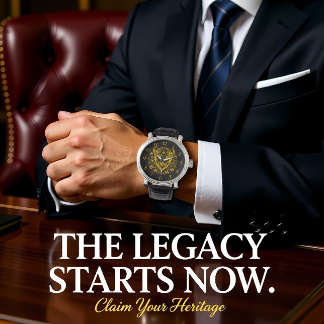 Gouden bizon met bloemenontwerp horloge (Creator heeft geüpload)