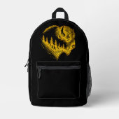 Gouden bizon portret met bos silhouet ontwerp bedrukte rugzak (Voorkant)