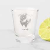 Gouden bizon portret met bos silhouet ontwerp shot glas (Achterkant)