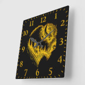 Gouden bizon portret met bos silhouet ontwerp vierkante klok (Hoek)