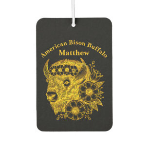 Gouden bizon versierd met bloemen en bladeren luchtverfrisser