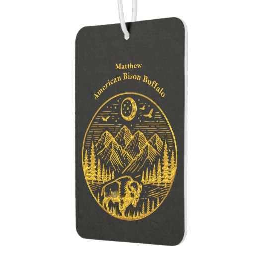 Gouden bizon zwervend onder een maanverlichte berg luchtverfrisser (Links)