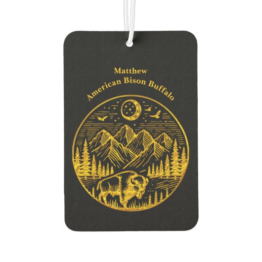 Gouden bizon zwervend onder een maanverlichte berg luchtverfrisser (Achterkant)