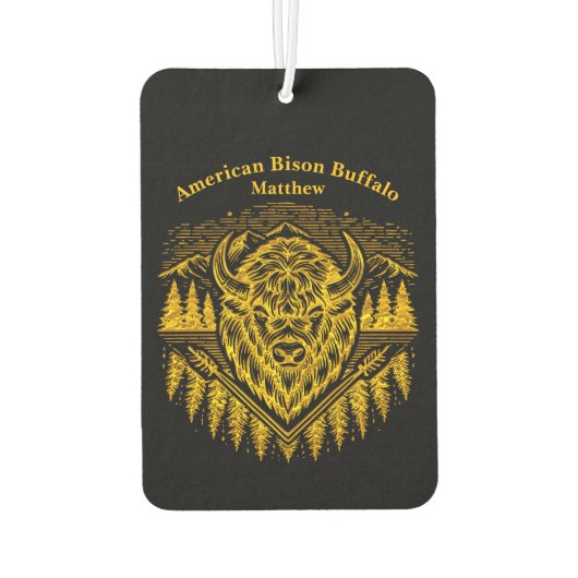 Gouden bizonkop met bergen en bomen luchtverfrisser (Achterkant)