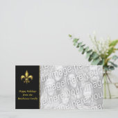 Gouden Black Fleur DE Lis Photo Kerstmis Feestdagenkaart (Staand voorkant)